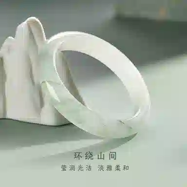 【玉手镯送人】 吉瑶 青山黛翠玉 贵妃平安镯 天然飘花 雪翠 新中式经典国风 汉服旗袍玉镯女生 清冷优雅 高级感  天山翠 手镯 女款