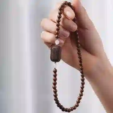 吉瑶 国风民族风 高级感 新中式念珠 梵文平安牌 转运珠  国潮中式简约穿搭 檀木 手串 男女同款情侣款