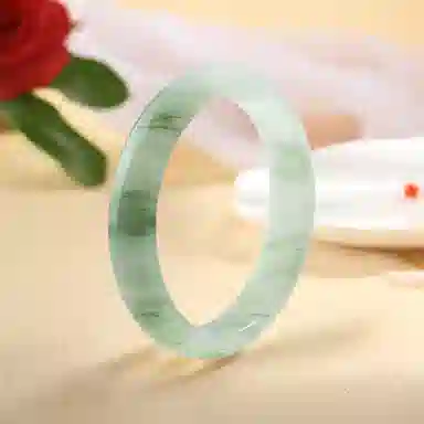 吉瑶 新中式一步一响古典贵妃镯 国潮国风青山黛 复古高级感 小众显白温婉气质 天山翠 玉石手镯 女款