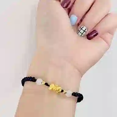 吉瑶 中式  萌趣可爱 招财貔貅 新中式 国风国潮  简约 清新小众 平安聚财 纳福 琉璃 手链 男女同款情侣款