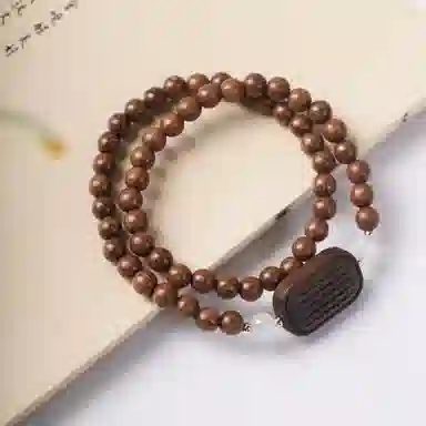 吉瑶 国风民族风 高级感 新中式念珠 梵文平安牌 转运珠  国潮中式简约穿搭 檀木 手串 男女同款情侣款