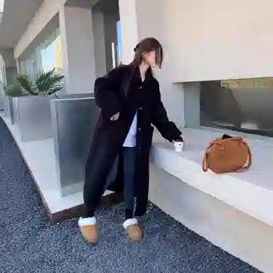 邓大喵 皮毛一体仿翻领羊羔毛外套女冬加厚毛毛中长款保暖大衣皮草 女款