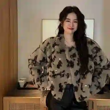 邓大喵 爱迷鹿毛绒绒小香风环保外套女秋冬保暖美拉德穿搭小个子皮草 女款