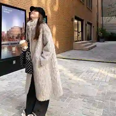 邓大喵 韩系冬季立领羊羔毛外套女长款加厚环保女皮草 女款
