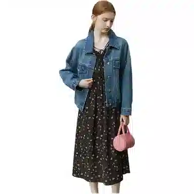 邓大喵 时尚气质春秋季时髦廓形百搭显瘦夹克潮流上衣牛仔外套 女款