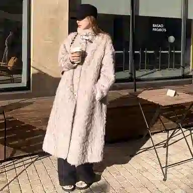 邓大喵 韩系冬季立领羊羔毛外套女长款加厚环保女皮草 女款