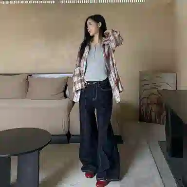 邓大喵 高个子加长阔腿女夏季高腰宽松休闲直筒拖地裤子牛仔裤 女款