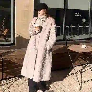 邓大喵 韩系冬季立领羊羔毛外套女长款加厚环保女皮草 女款
