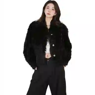 邓大喵 羊羔毛外套女小香风冬季加厚保暖环保毛绒上衣秋冬穿搭皮草 女款