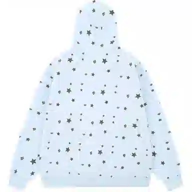 邓大喵 早秋可爱满印星星狗爪连帽女宽松小众设计感情侣帽衫卫衣 女款