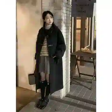 邓大喵 灰色呢子外套女秋冬毛呢高级感超好看百搭小个子中长款穿搭大衣 女款