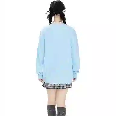 邓大喵 重磅纯棉童趣多色印花圆领秋季男女百搭宽松套头外套卫衣 男女同款