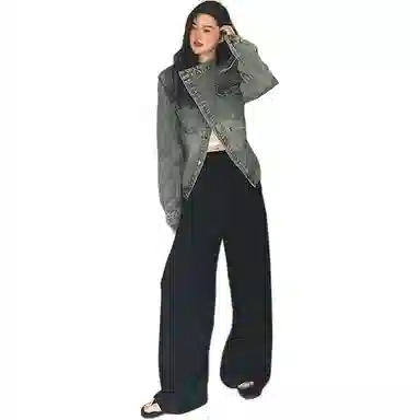 邓大喵 美式复古高级感怀旧女春秋设计感宽松夹克上衣服牛仔外套 女款