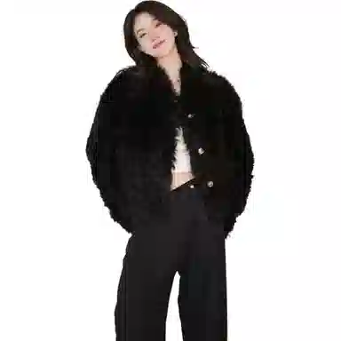 邓大喵 羊羔毛外套女小香风冬季加厚保暖环保毛绒上衣秋冬穿搭皮草 女款