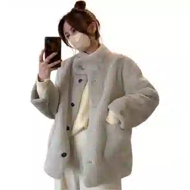 邓大喵 外套女短款秋冬小个子皮毛一体环保水貂绒上衣皮草 女款