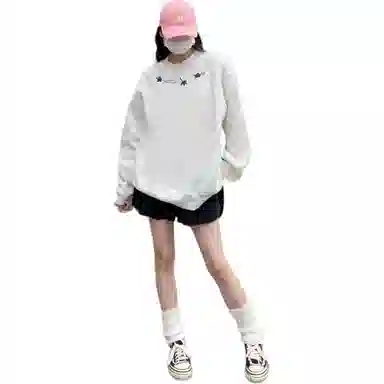 邓大喵 韩系宽松显瘦设计感通勤卡通圆领长袖卫衣 女款