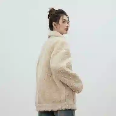 邓大喵 时尚舒适休闲百搭绒感外套 女款