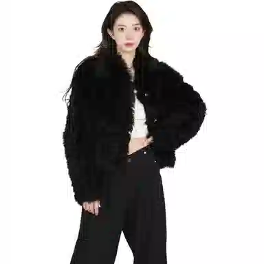 邓大喵 羊羔毛外套女小香风冬季加厚保暖环保毛绒上衣秋冬穿搭皮草 女款