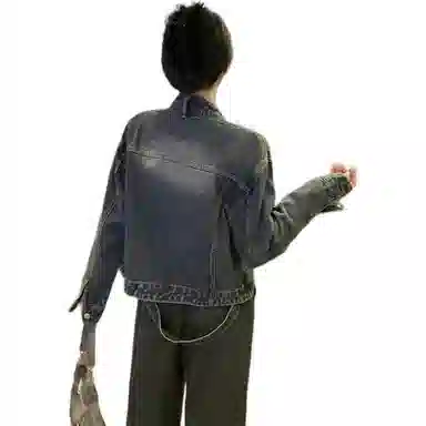 邓大喵 美式复古做旧设计感牛仔外套 女款