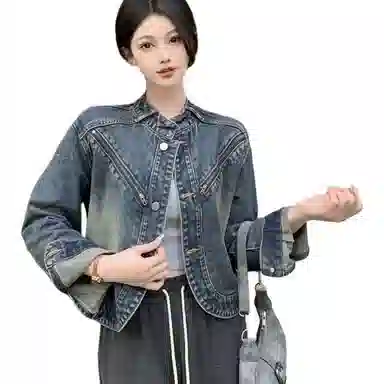 邓大喵 美式复古做旧设计感牛仔外套 女款