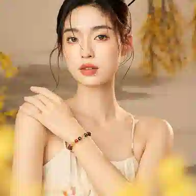 福茹记 五路财神新中式国潮五行串珠手链国风多彩转运珠本命年平安纳福招财进宝小众相思豆念珠 再造辰砂朱砂 手串 女款 礼物礼盒