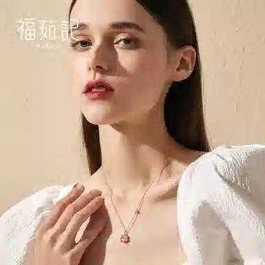 福茹记 粉嘟嘟 可爱猫爪粉色萌猫咪招财猫治愈系小动物饰品 精致氛围感百搭#好运 粉水晶 项链 女款