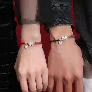 福茹记 貔貅纳福 招财好运恋爱手工编织手绳 新中式古风配饰显白红色黑色本命年 玉髓 手链 男女同款情侣款