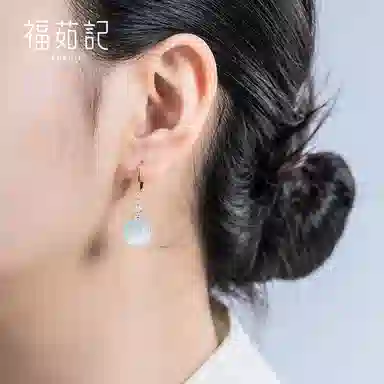 福茹记 极光之境 玻璃猫眼 新中式日常百搭耳坠精致感清冷感超温柔 耳环 耳饰 女款