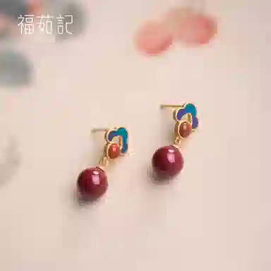 福茹记 【鸿运吉祥】祥云 新中式温柔红色超显白复古#好运 精致气质优雅 中短款修饰脸型 朱砂 耳环 女款