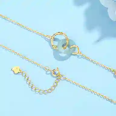 福茹记 竹扣平安 钱币铜钱新中式环环相扣 招财#好运 小众设计清雅绿色日常百搭显白 东陵玉 项链 女款