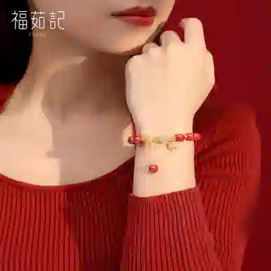 福茹记 锦年鸿运 本命红镂空转运珠流苏如意牌 新中式国潮风高级感小众设计日常百搭手饰品 诸事顺利#好运再造辰砂 朱砂 手串 女款