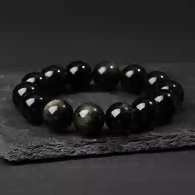 福茹记 六字箴言 新中式转运珠平安纳福复古招财文玩把件佛珠绕指盘玩念珠小众串珠男友生日礼品礼物礼盒可调节首饰 黑曜石 玉石手串 男