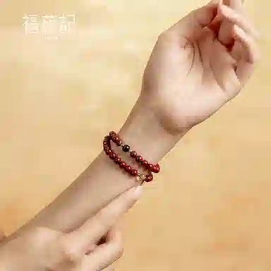 福茹记 五行多宝 金木水火土五色新中式双圈珠串 转运珠 平安纳福#好运 本命年显白 朱砂 手串 女款