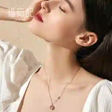 福茹记 粉嘟嘟 可爱猫爪粉色萌猫咪招财猫治愈系小动物饰品 精致氛围感百搭#好运 粉水晶 项链 女款