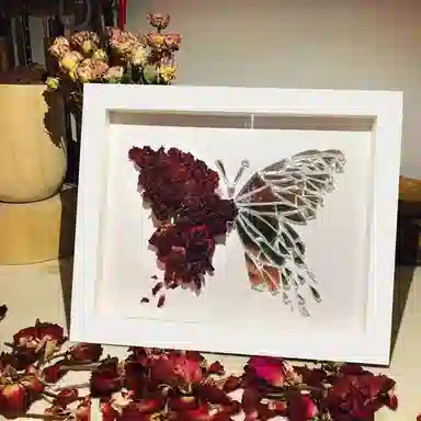 馨枕居 【破碎蝴蝶】镜子干花相框玫瑰永生花 其他手工制作