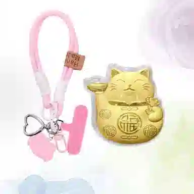 饰福瑞 招财猫 招财纳福吉祥如意可爱小猫摆件 复古猫咪钥匙扣 手机 包包挂饰收藏纪念#好运 金 挂件 男女同款情侣款