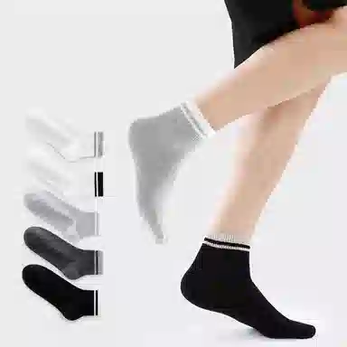 莫代尔 抗菌透气舒适简约条纹运动休闲百搭中筒袜 男款