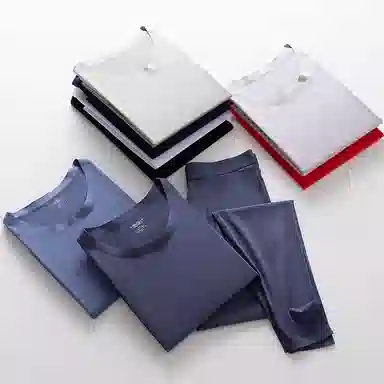 莫代尔 修身薄款打底长袖长裤保暖套装 男款