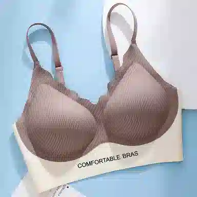 莫代尔 薄款防下垂无痕收副乳聚拢半固定杯美背文胸 女款