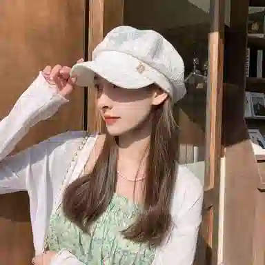 撞青春 镂空蕾丝八角帽百搭透气出游遮阳鸭舌帽子 腈纶 贝雷帽 女款