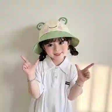 撞青春 宝宝防晒太阳大檐遮阳帽卡通可爱 棉 渔夫帽 儿童款