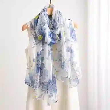 撞青春 大纱巾仿真丝 高端春夏防晒高档薄款时尚 丝巾 女款