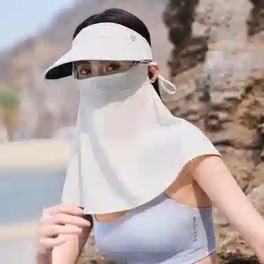 撞青春 防紫外线遮阳护颈面罩可拆卸便携透气 涤纶 防晒帽 男女同款情侣款