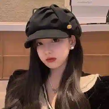 撞青春 云朵褶皱包八角素颜短檐 腈纶 贝雷帽 女款