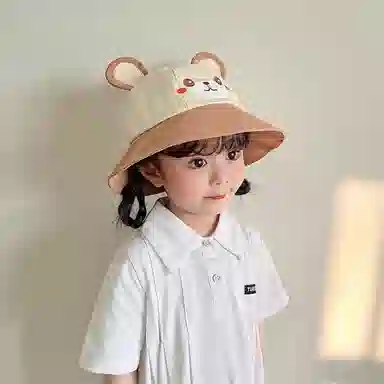 撞青春 宝宝防晒太阳大檐遮阳帽卡通可爱 棉 渔夫帽 儿童款