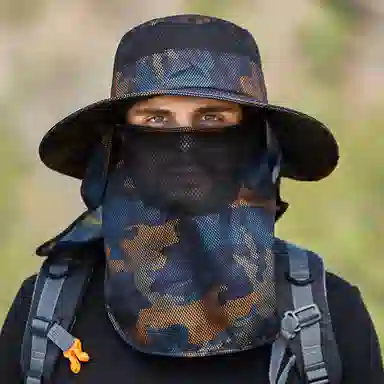 撞青春 钓鱼迷彩遮阳帽遮脸户外 涤纶 渔夫帽 男女同款情侣款