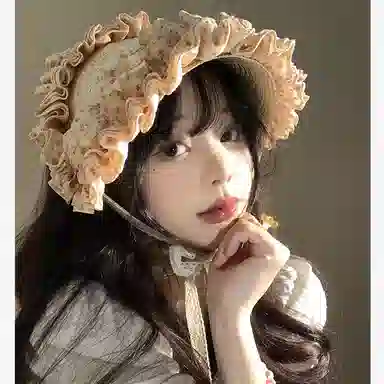 撞青春 法式复古蕾丝碎花编织海边沙滩度假田园风发带 草编 帽子 女款