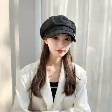 撞青春 镂空蕾丝八角帽百搭透气出游遮阳鸭舌帽子 腈纶 贝雷帽 女款