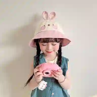 撞青春 宝宝防晒太阳大檐遮阳帽卡通可爱 棉 渔夫帽 儿童款