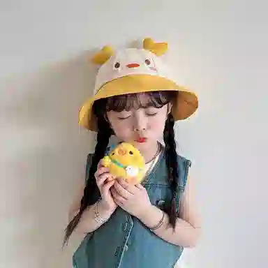 撞青春 宝宝防晒太阳大檐遮阳帽卡通可爱 棉 渔夫帽 儿童款